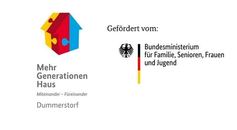 Logo des Mehrgenerationenhauses Dummerstorf sowie des Bundesministerium für Familie, Senioren, Frauen und Jugend und der Alpha Dekade&nbsp;&copy;&nbsp;Bundesministerium für Familie, Senioren, Frauen und Jugend / Alpha Dekade